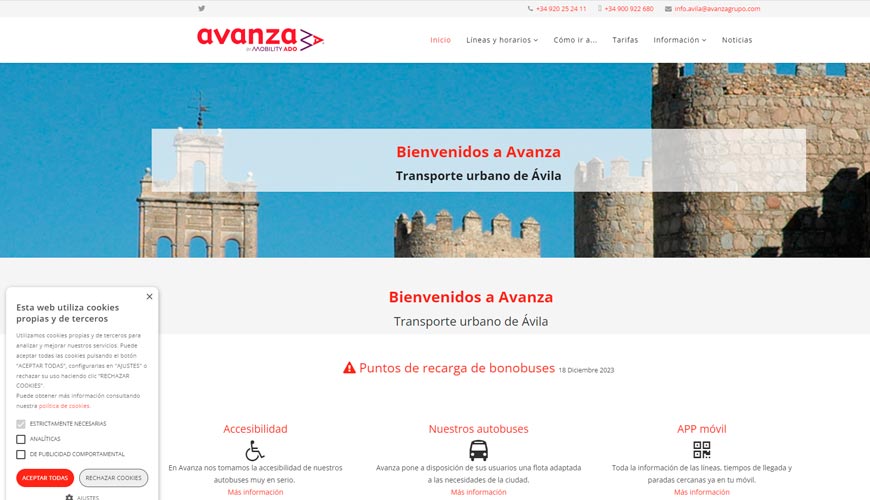 web transporte público Ávila