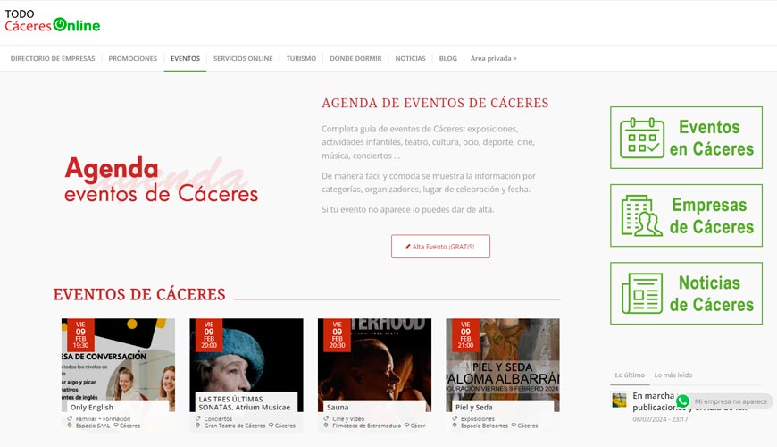 web ocio de caceres
