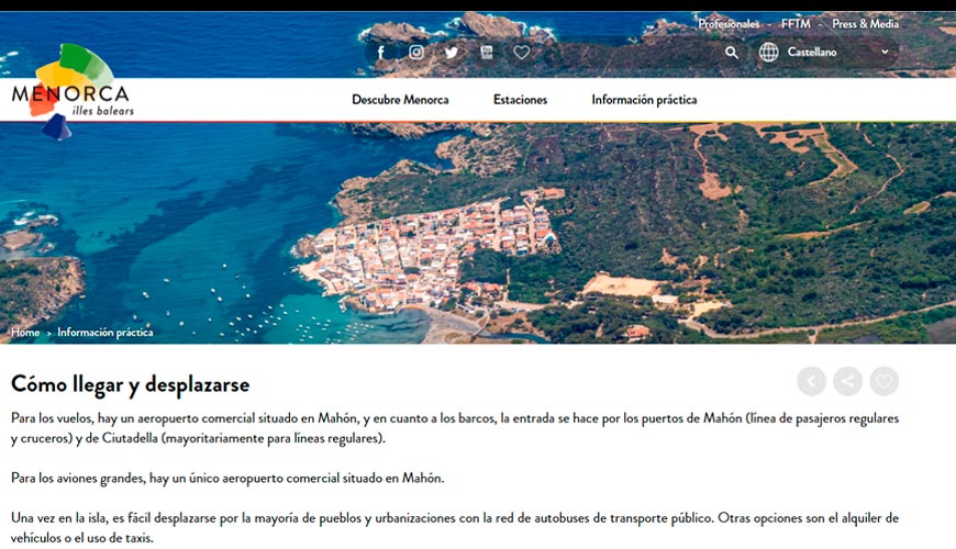 web transporte público menorca